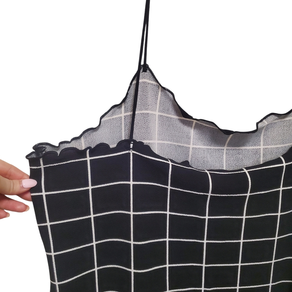 Grid Plaid Mini Dress Black and White Plus Size 4X - Picture 10 of 11